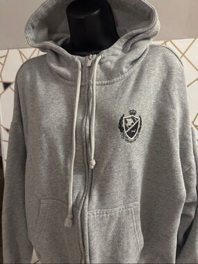 PINK Victoria's Secret Light Gray Zip-Up Hoodie with Crest